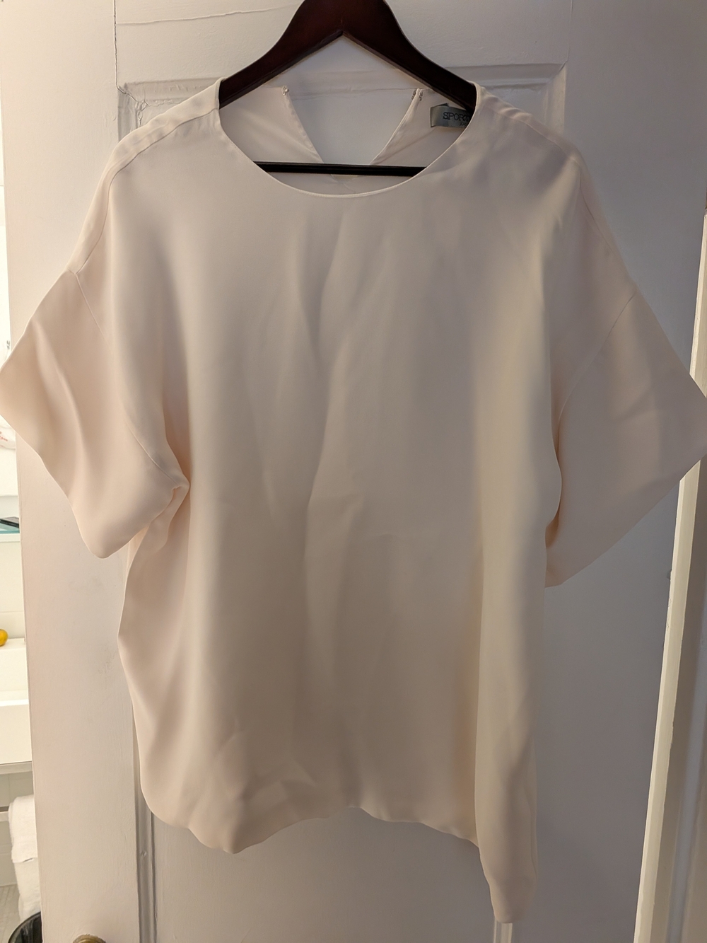 Relaxed Short-Sleeve Blouse in Soft Cream